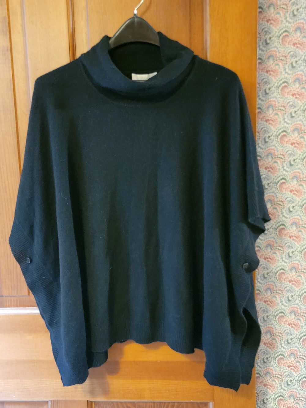 Christopher Fischer NWT Black Cashmere Rolled Neck Poncho Sweater XS/S